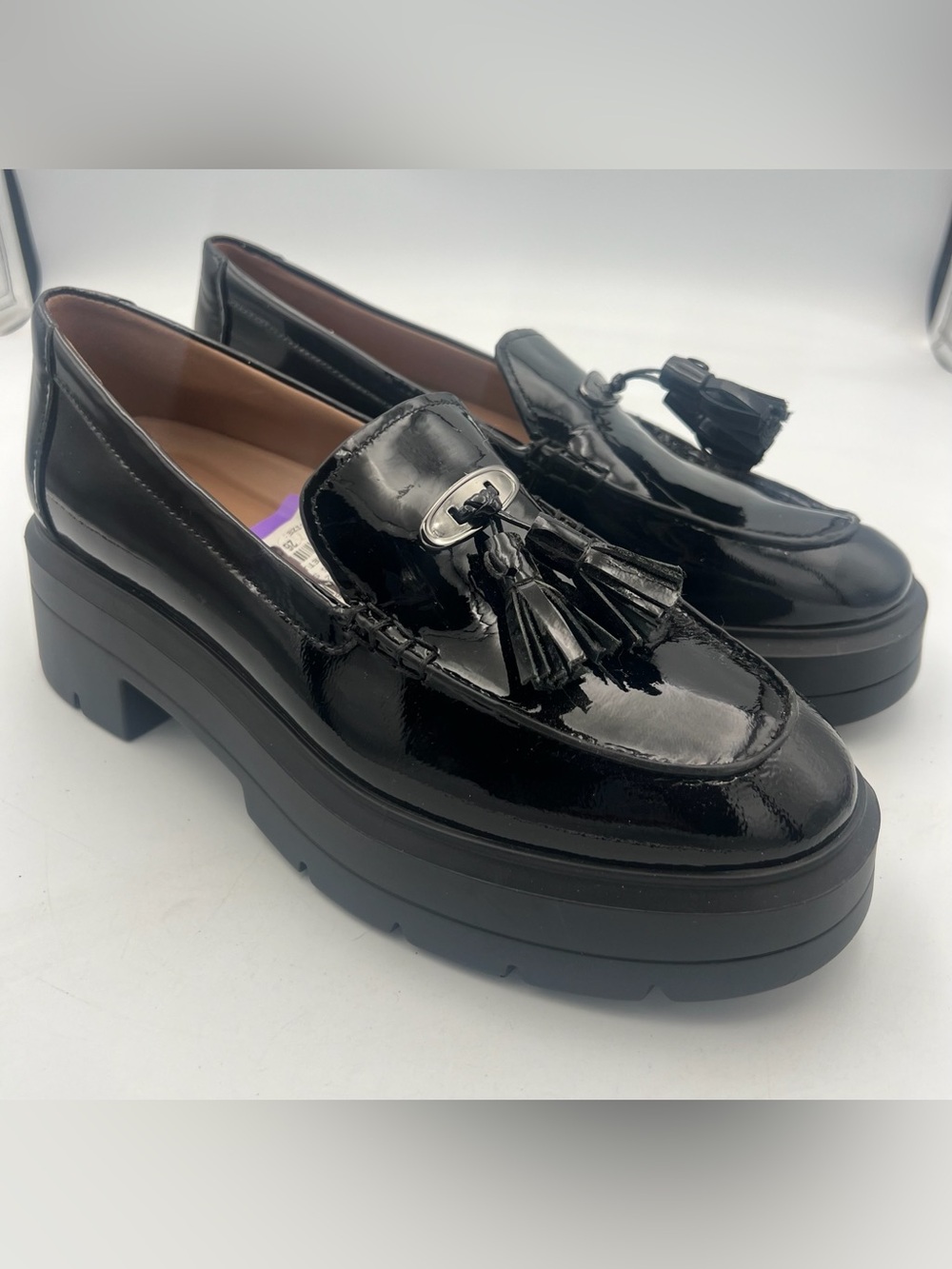 Naturalizer Women's Nieves Lug Loafer Black Patent Leather Women’s Size 8M NWOB